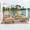 Mili Beige 5 Piece Club Chairs with Ottomans Patio Set