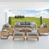 Mili Charcoal 8 Piece Sofa with Club Chairs and Ottomans Patio Set