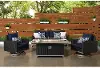 Milo Navy Espresso 4 Piece Loveseat with Fire Table Patio Set