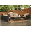 Milo Beige Espresso 4 Piece Loveseat and Club Chairs Patio Set