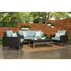 Milo Light Blue Espresso 4 Piece Loveseat and Club Chairs Patio Set