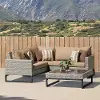 Milo Gray 4 Piece Sectional with Tan Cushions
