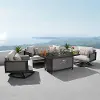 Vistano White 4 Piece Loveseat with Fire Table Patio Set