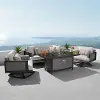 Vistano White 4 Piece Loveseat with Fire Table Patio Set