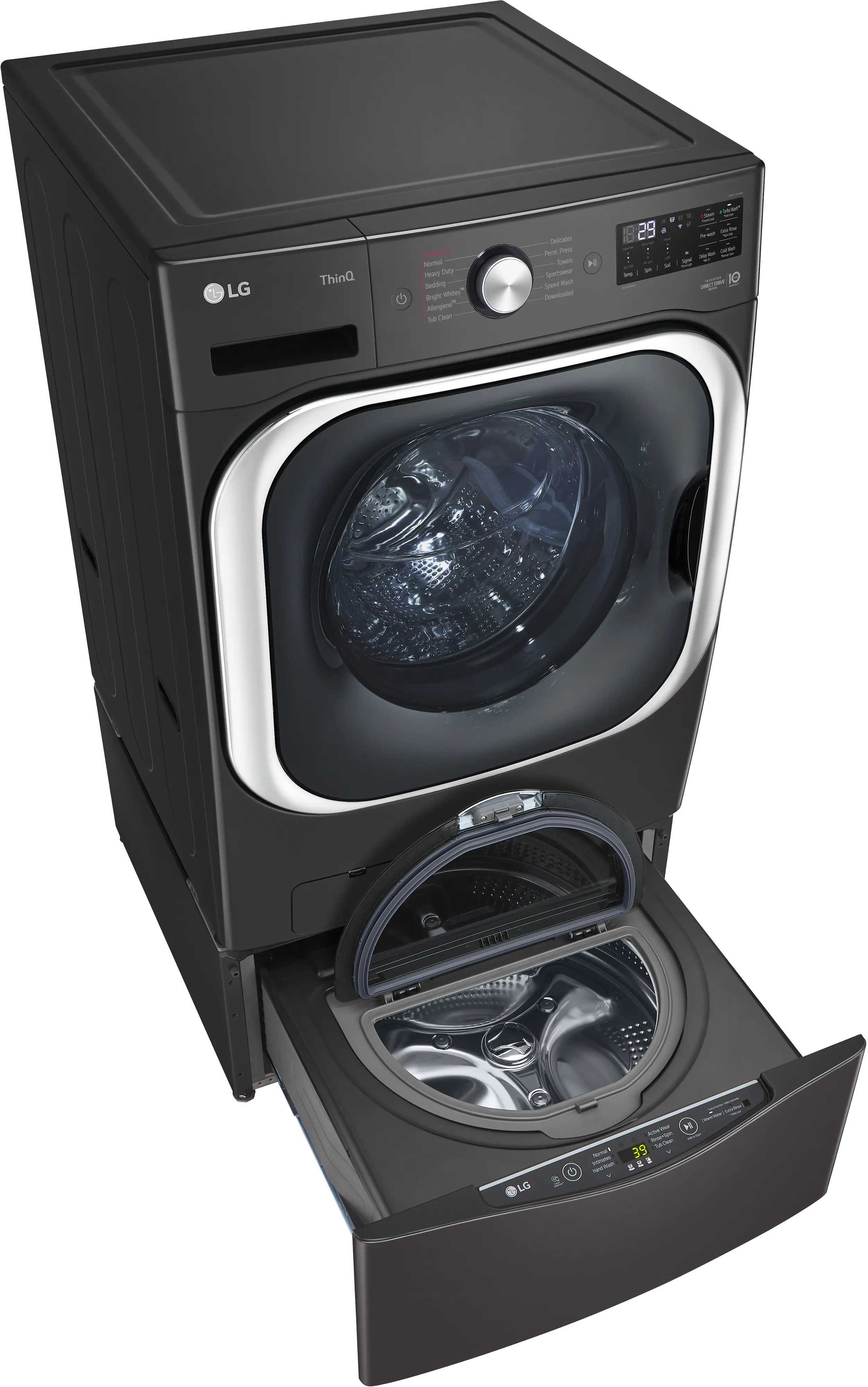 WD200CB LG Sidekick 1.0 cu ft Pedestal Washer - Black Steel-6