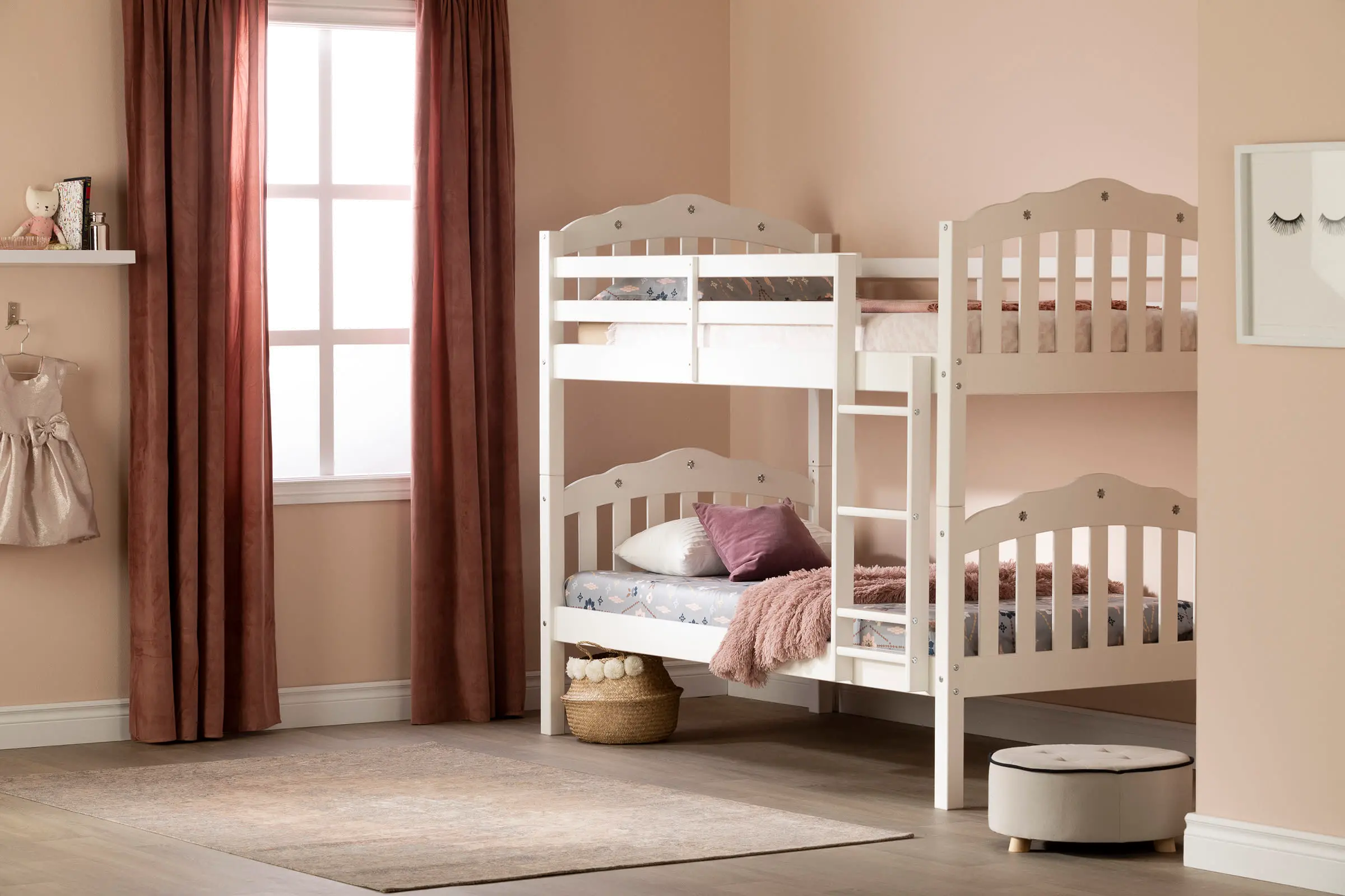 13472 Tiara Twin White Bunk Beds-1