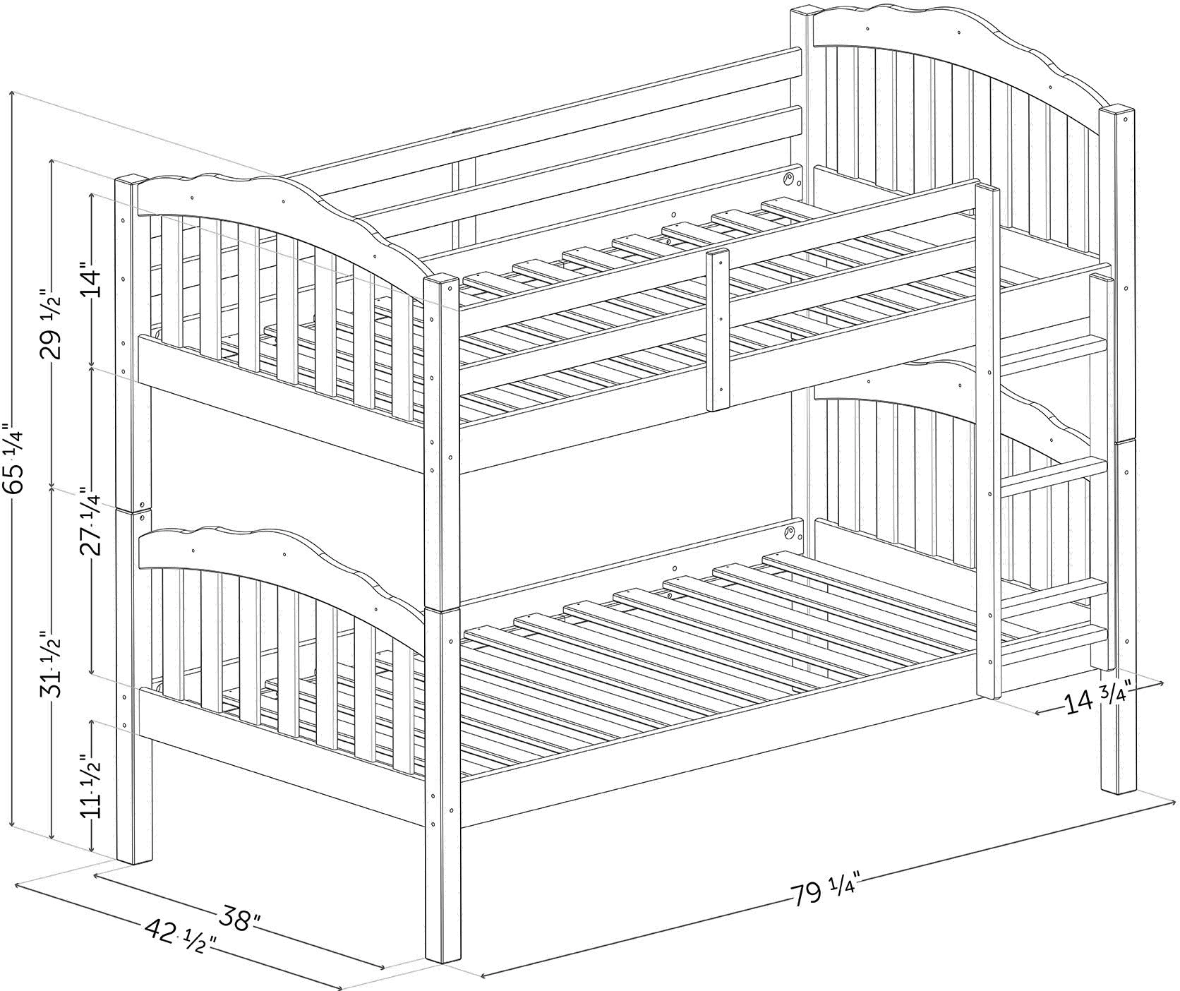 13472 Tiara Twin White Bunk Beds-8