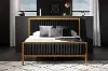 13478 Maliza Queen Black and Gold Upholstered Metal Bed - South Shore