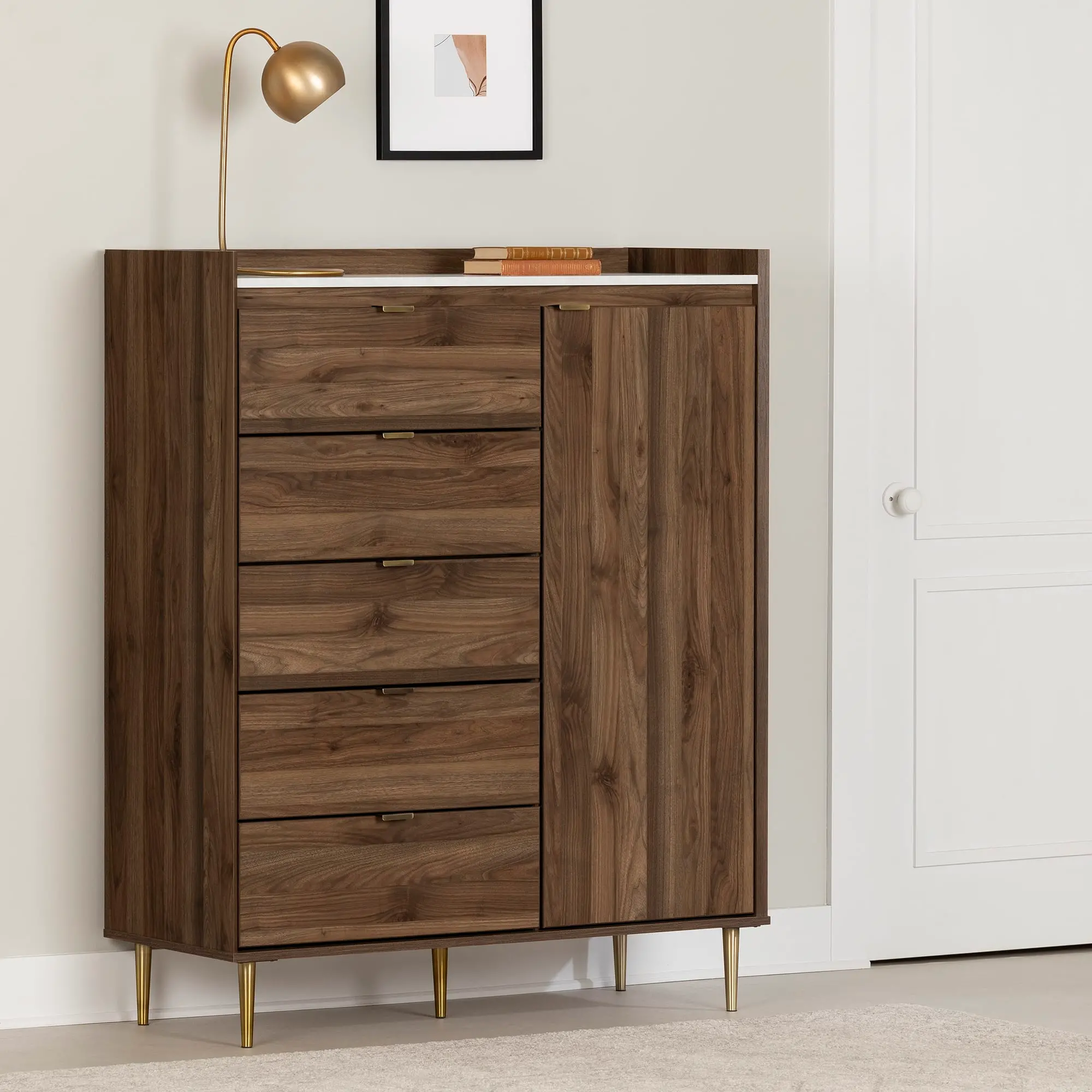 13528 Hype Brown Door Chest with 5 Drawers-1