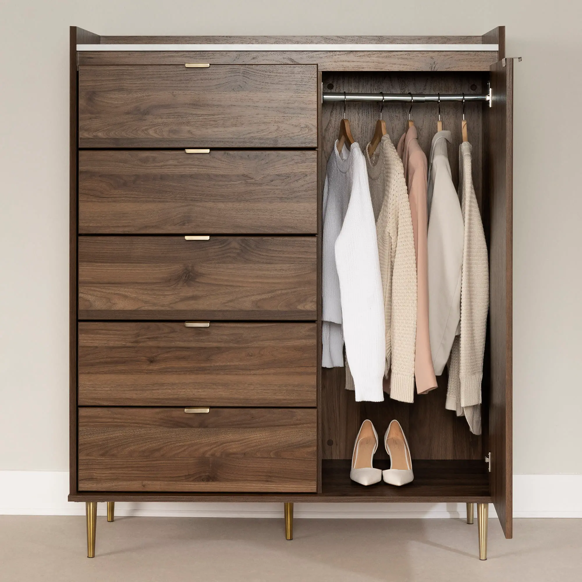 13528 Hype Brown Door Chest with 5 Drawers-2