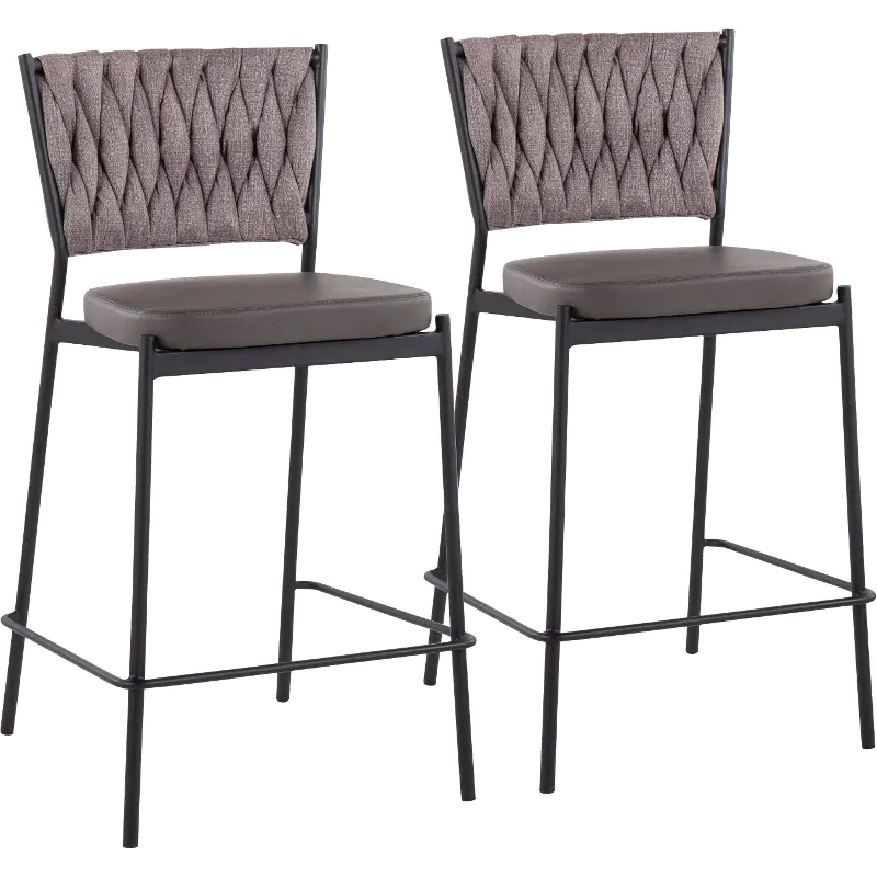 B24-BRAIDTANIA BKGYLBN2 Tania Light Brown Counter Height Stool (Set of 2)