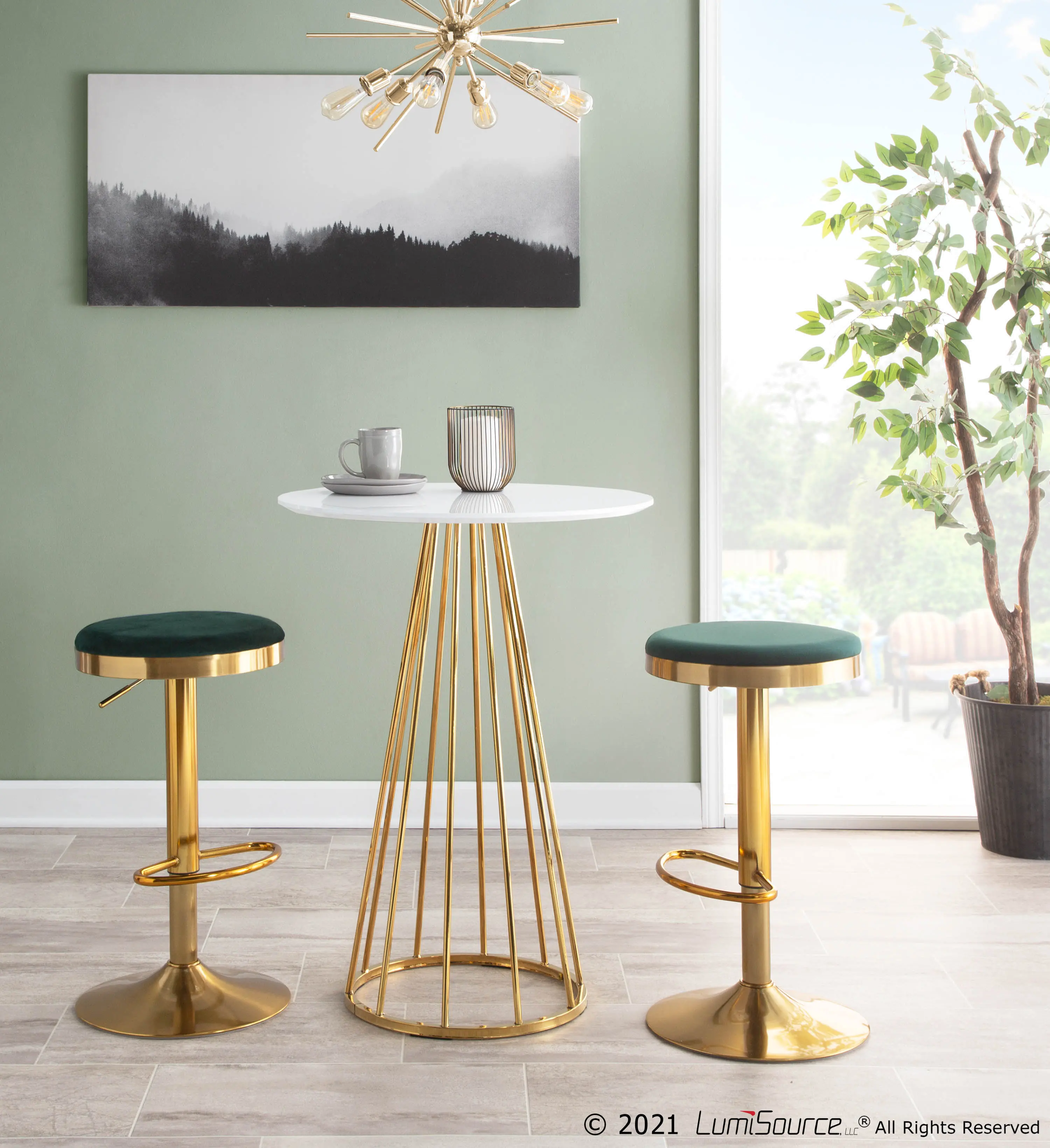 BS-DAKOTA_AUVGN2 Dakota 2 Set Adjustable Barstool in Gold Steel and Green Velvet-3