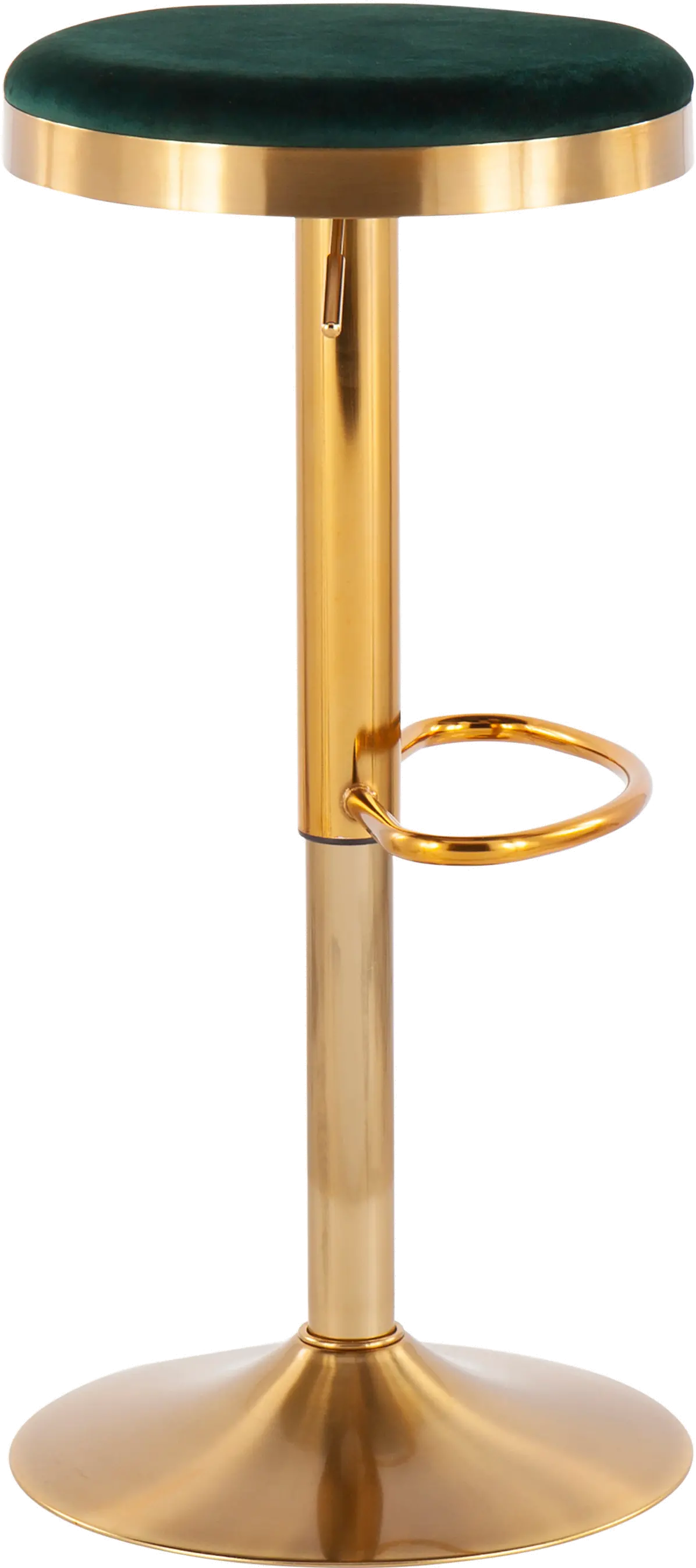 BS-DAKOTA_AUVGN2 Dakota 2 Set Adjustable Barstool in Gold Steel and Green Velvet-4