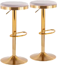 BS-DAKOTA_AUVSV2 Dakota 2 Set Adjustable Barstool in Gold Steel and Silver Velvet