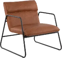 CHR-CASPERARM_BKCAM Casper Arm Chair Medium Brown Faux Leather
