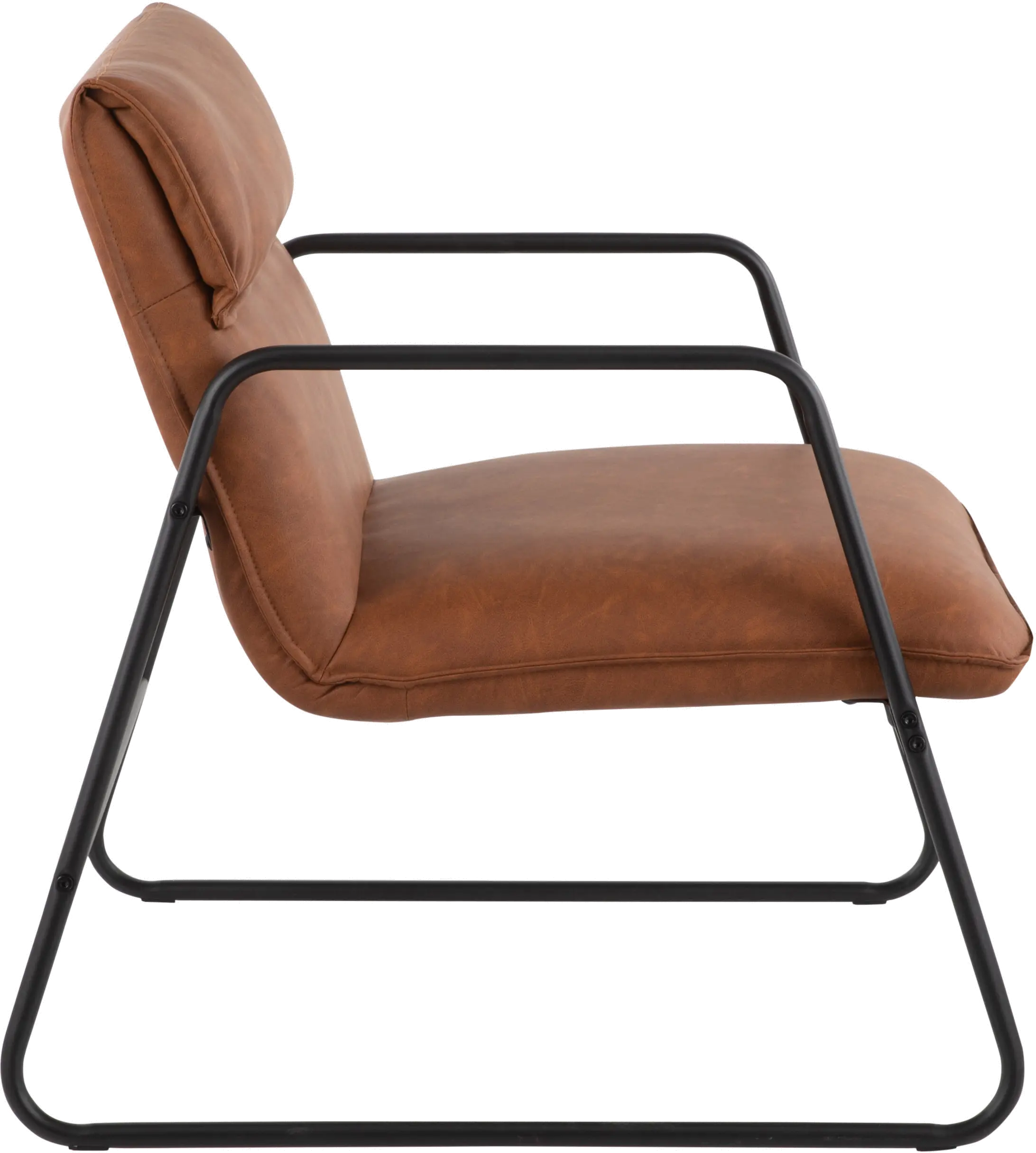 CHR-CASPERARM_BKCAM Casper Arm Chair Medium Brown Faux Leather-4