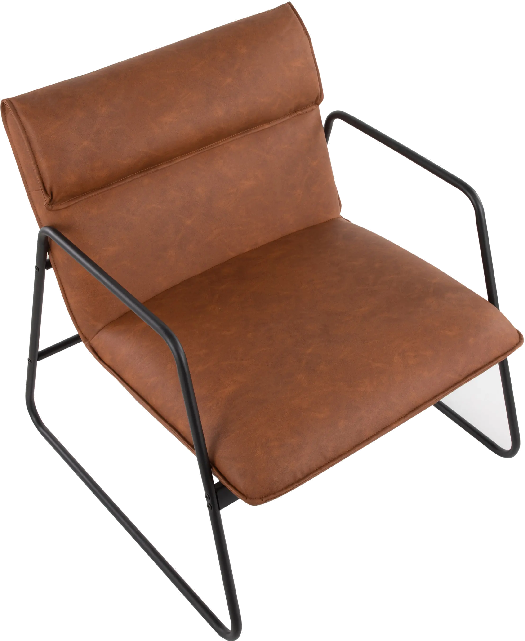 CHR-CASPERARM_BKCAM Casper Arm Chair Medium Brown Faux Leather-6