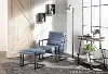 C2-ROMAN BKBU Roman Blue Faux Leather Lounge Chair and Ottoman