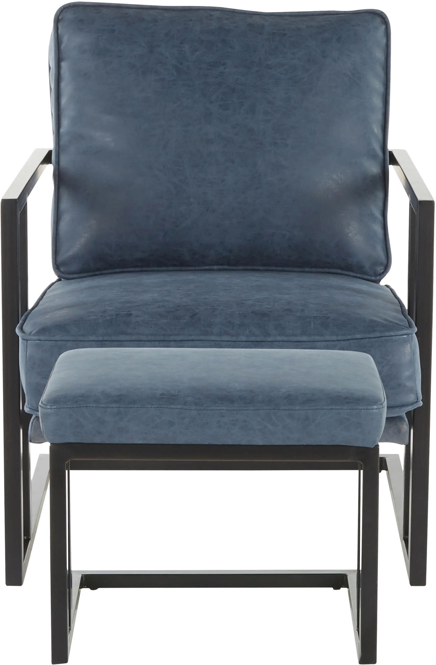 C2-ROMAN_BKBU Roman Blue Faux Leather Lounge Chair and Ottoman-2