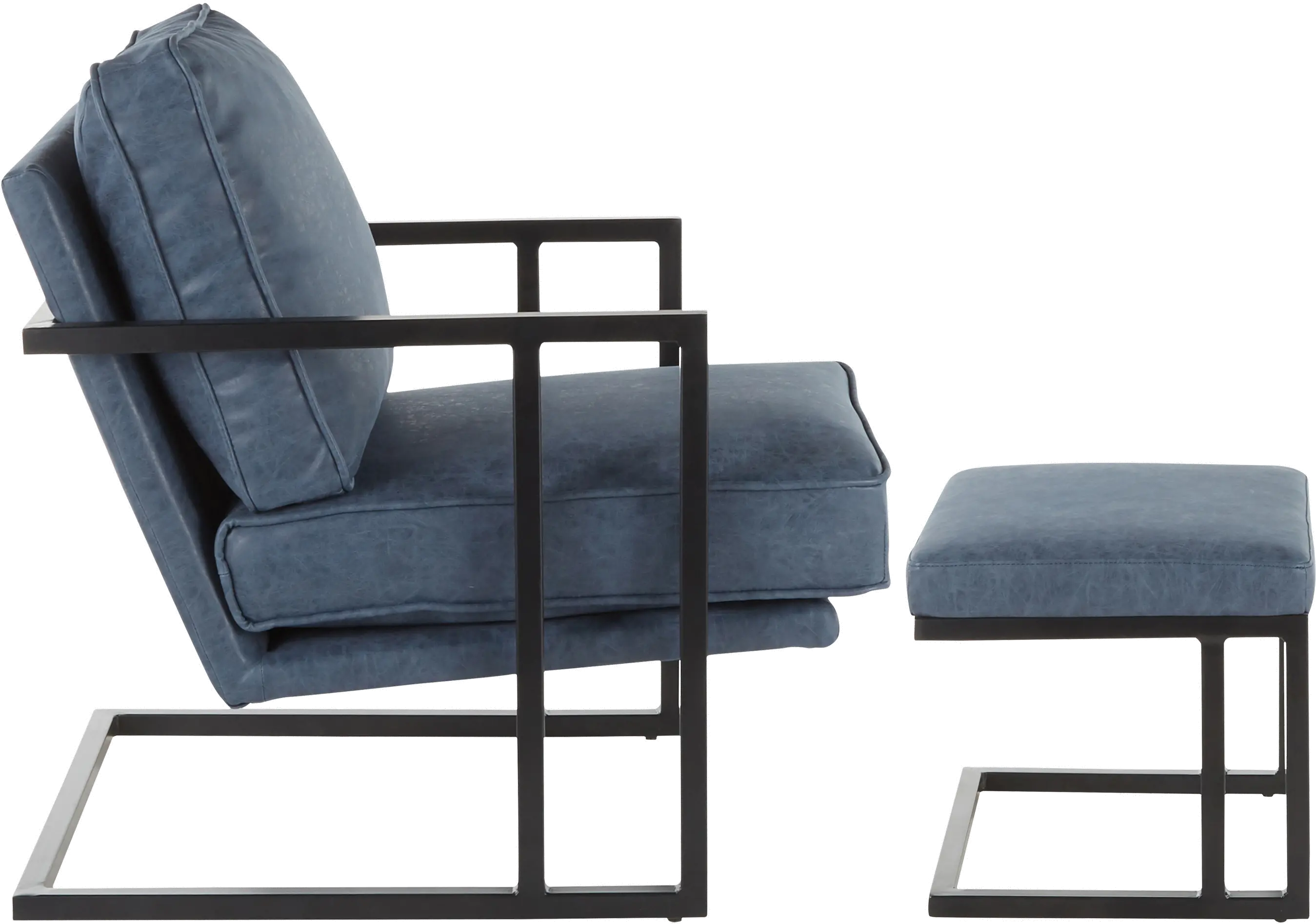 C2-ROMAN_BKBU Roman Blue Faux Leather Lounge Chair and Ottoman-4