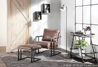 C2-ROMAN_BKE Roman Dark Brown Faux Leather Lounge Chair and Ottoman