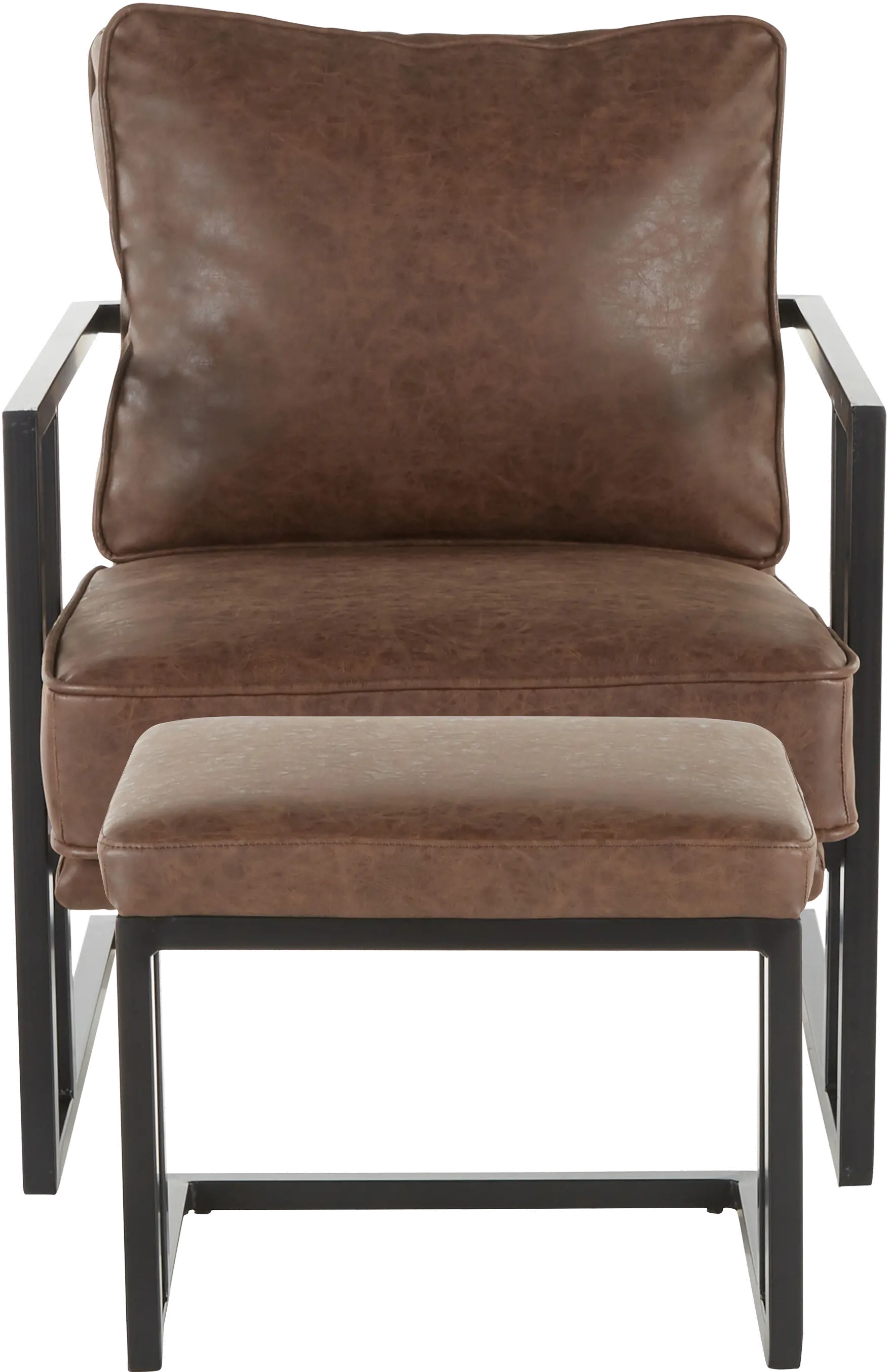C2-ROMAN_BKE Roman Dark Brown Faux Leather Lounge Chair and Ottoman-2