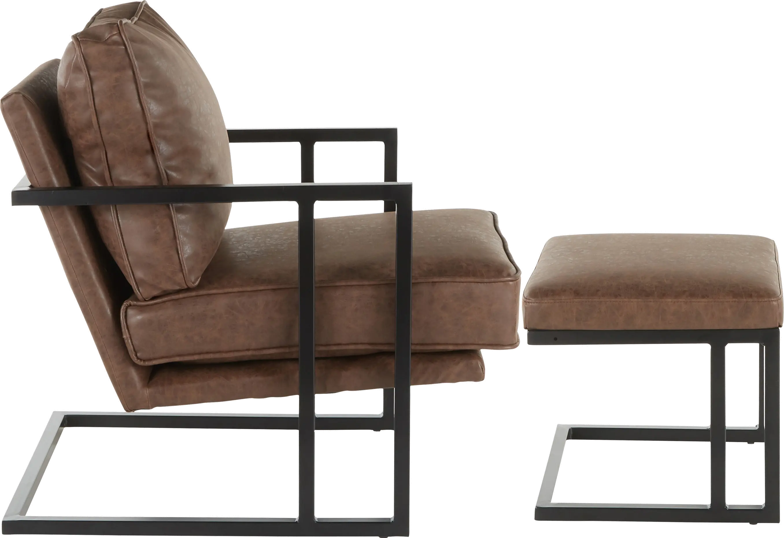 C2-ROMAN_BKE Roman Dark Brown Faux Leather Lounge Chair and Ottoman-4