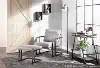 C2-ROMAN BKGY Roman Gray Faux Leather Lounge Chair and Ottoman