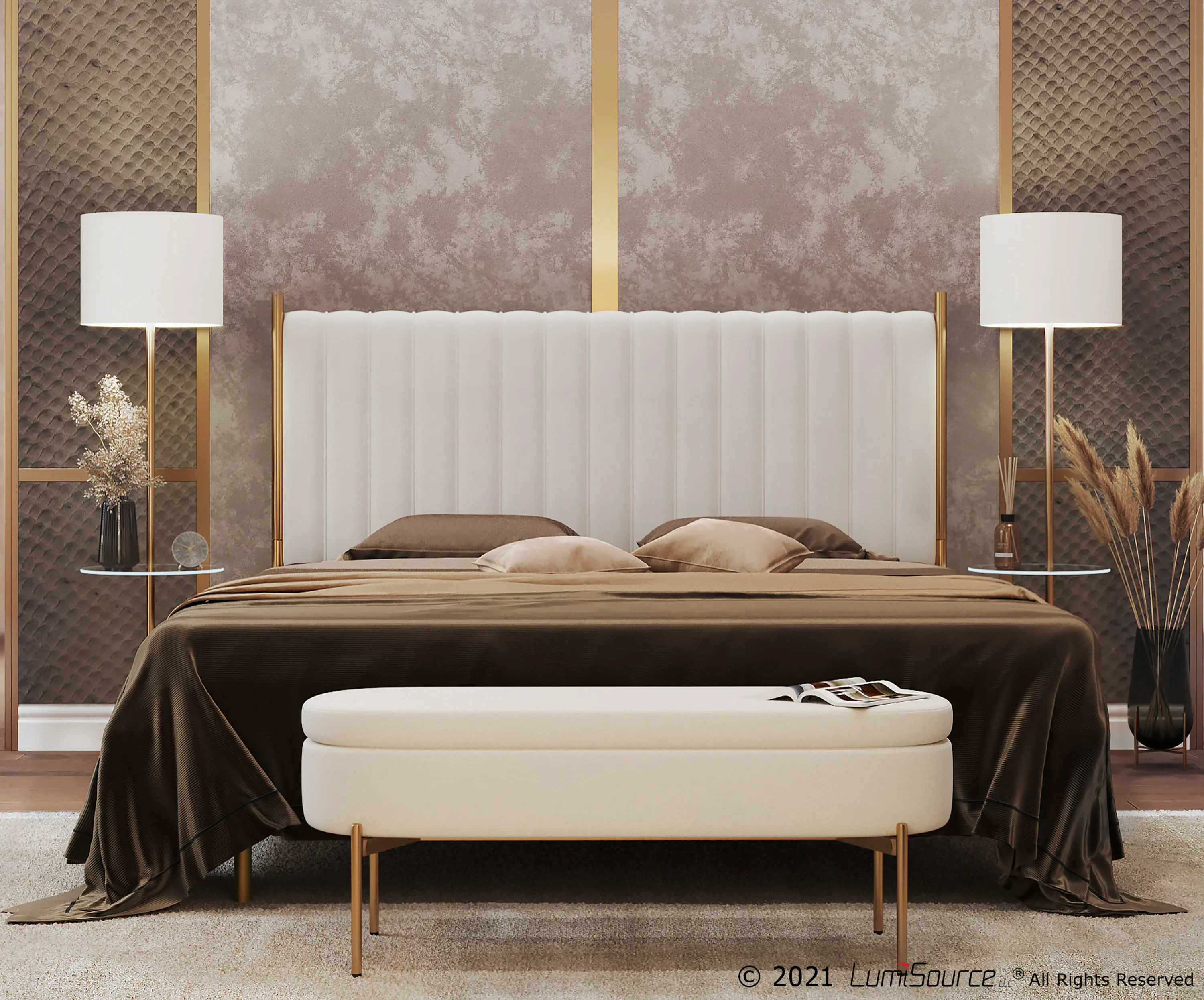 HB-CHLOEKING_AUVCR Chloe King Headboard Cream Velvet-1