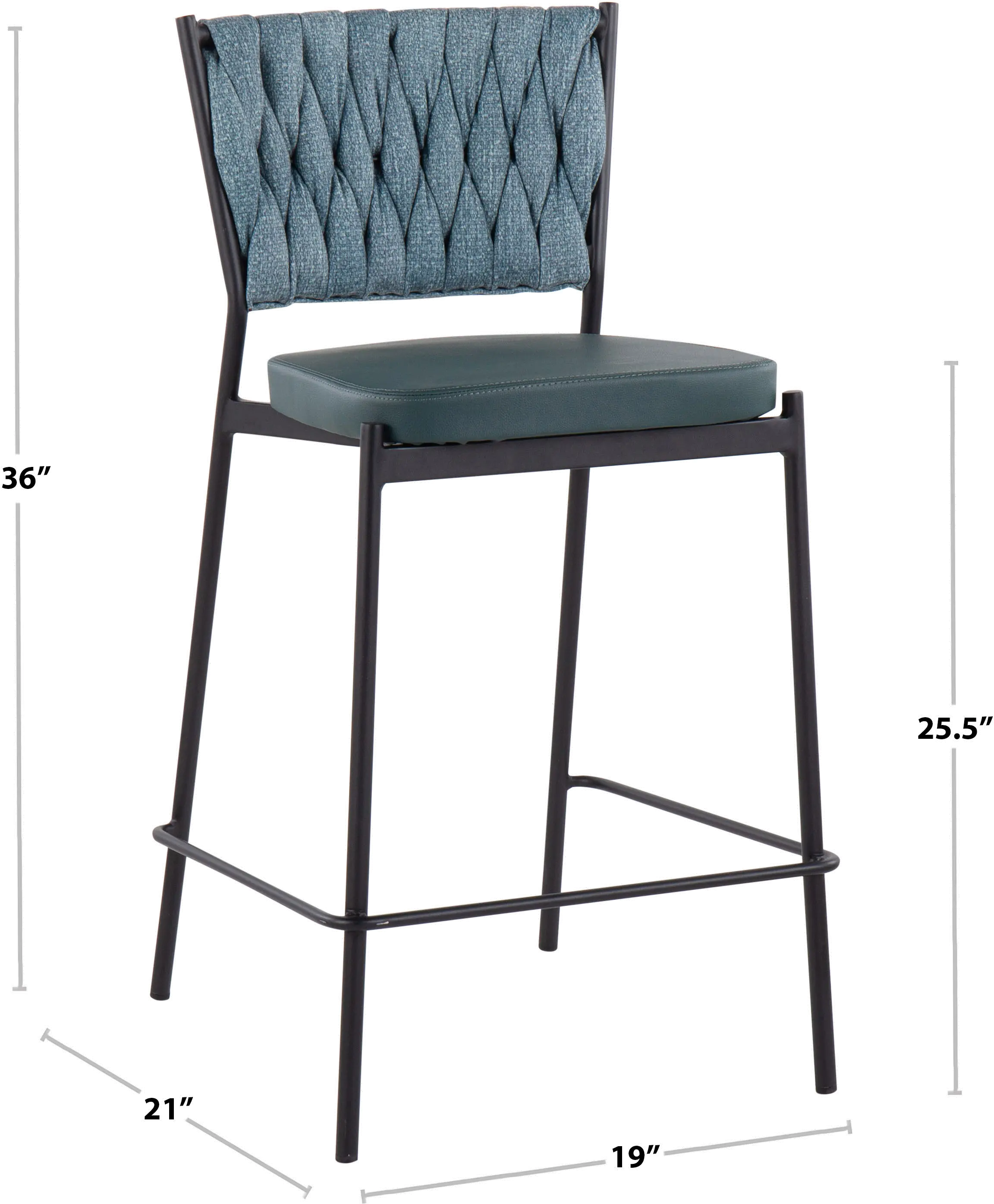 B24-BRAIDTANIA_BKGN2 Tania Green Counter Stool Set of 2-4