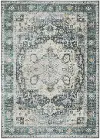 Charleston 2 x 3 Blue and Ivory Washable Area Rug