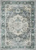 Charleston 5 x 7 Blue and Ivory Washable Area Rug