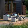 Cannes Blue 5 Piece Motion Club Chairs with Ottomans and Side Table