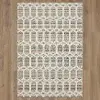 92313-E422 Hex Trellis Platinum 5 x 8 Gray and Aqua Indoor-Outdoor Rug