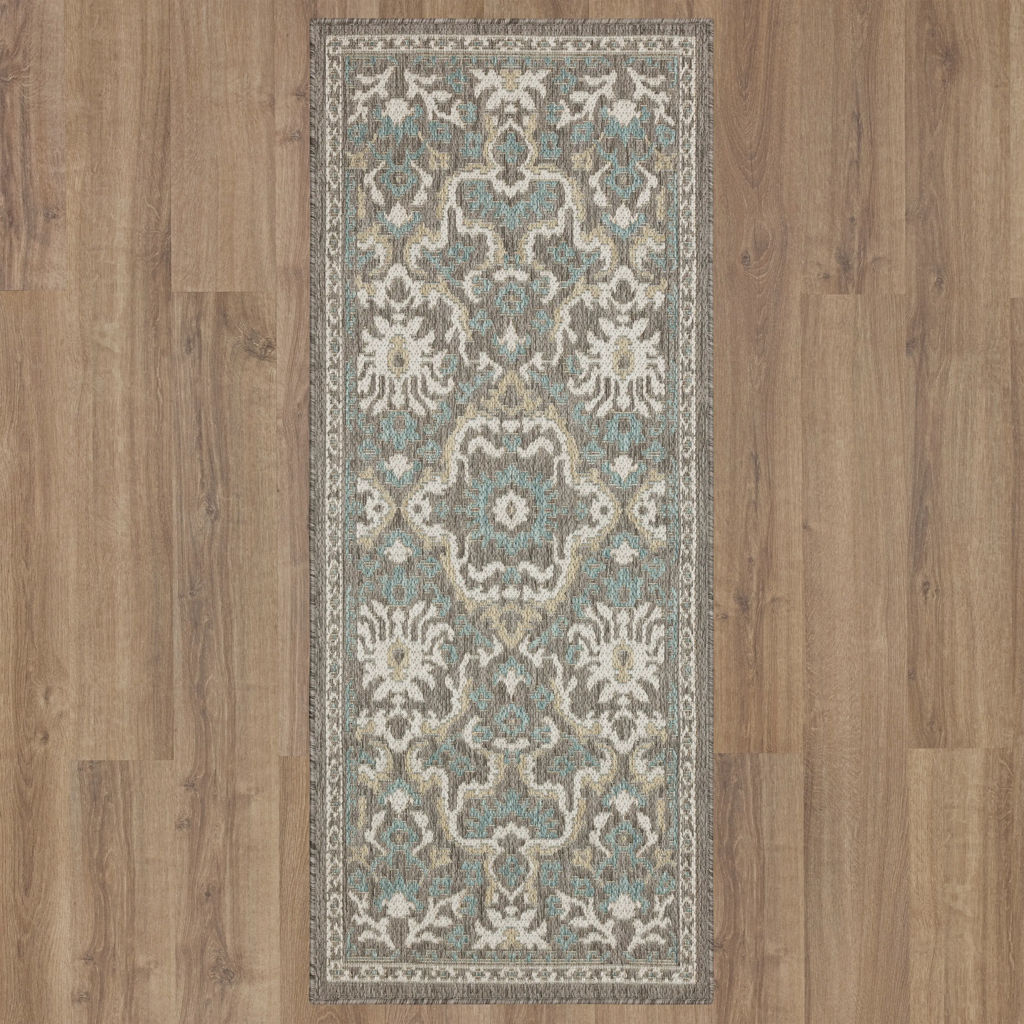 92311-E422 Mohawk Outdoor Home 5 x 8 Oushak Platinum Aqua Indoor-Outdoor Rug-10