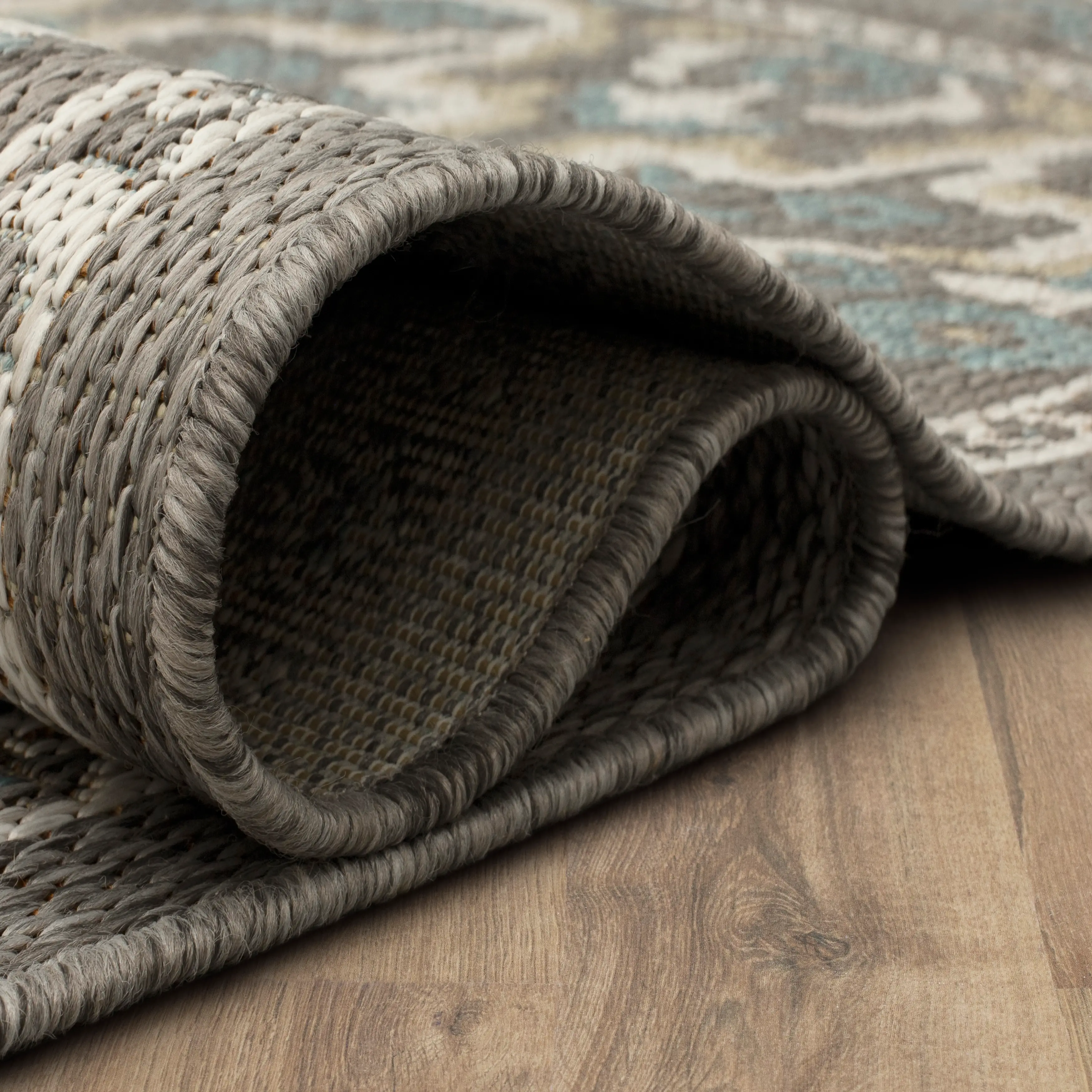 92311-E422 Mohawk Outdoor Home 5 x 8 Oushak Platinum Aqua Indoor-Outdoor Rug-7