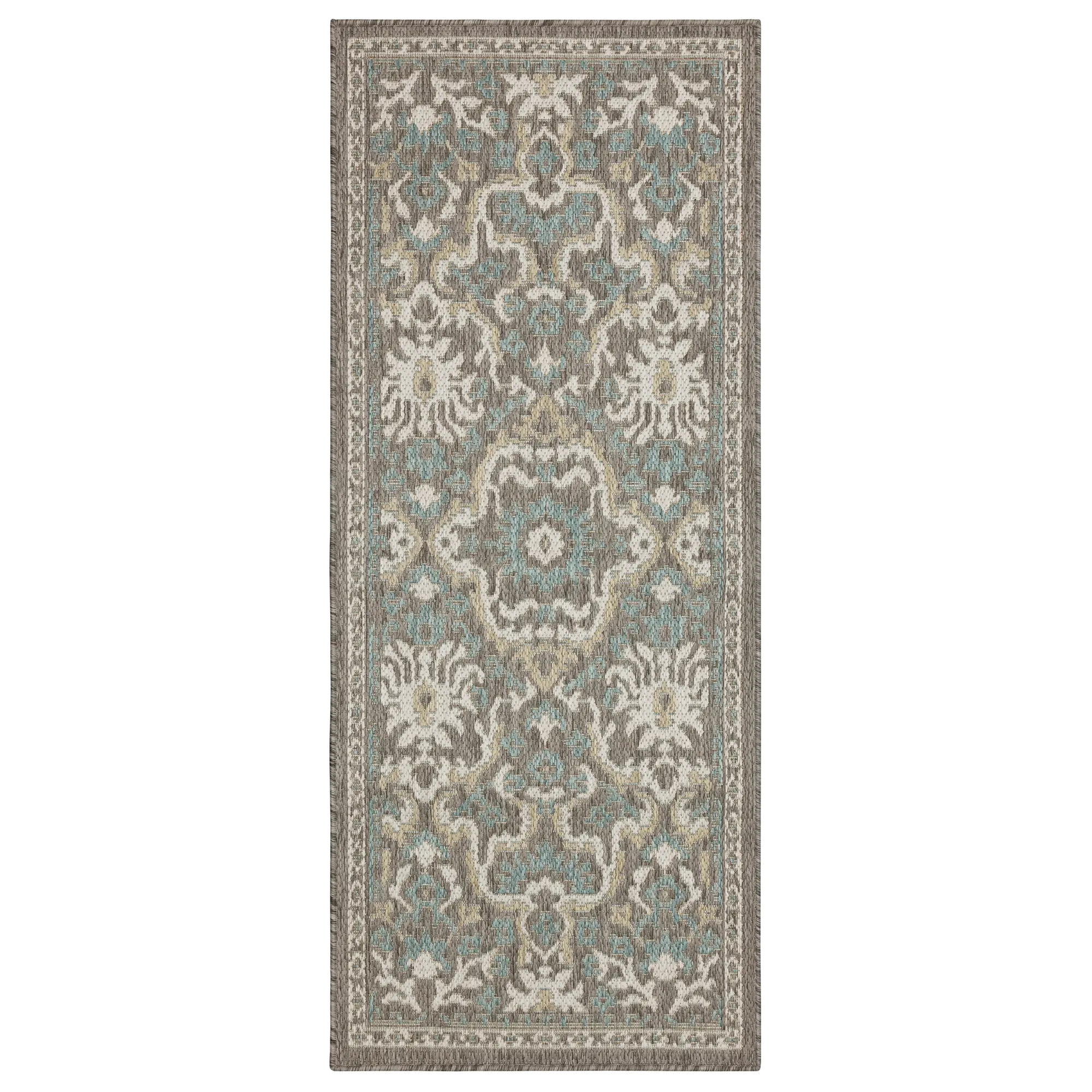 92311-E422 Mohawk Outdoor Home 5 x 8 Oushak Platinum Aqua Indoor-Outdoor Rug-9
