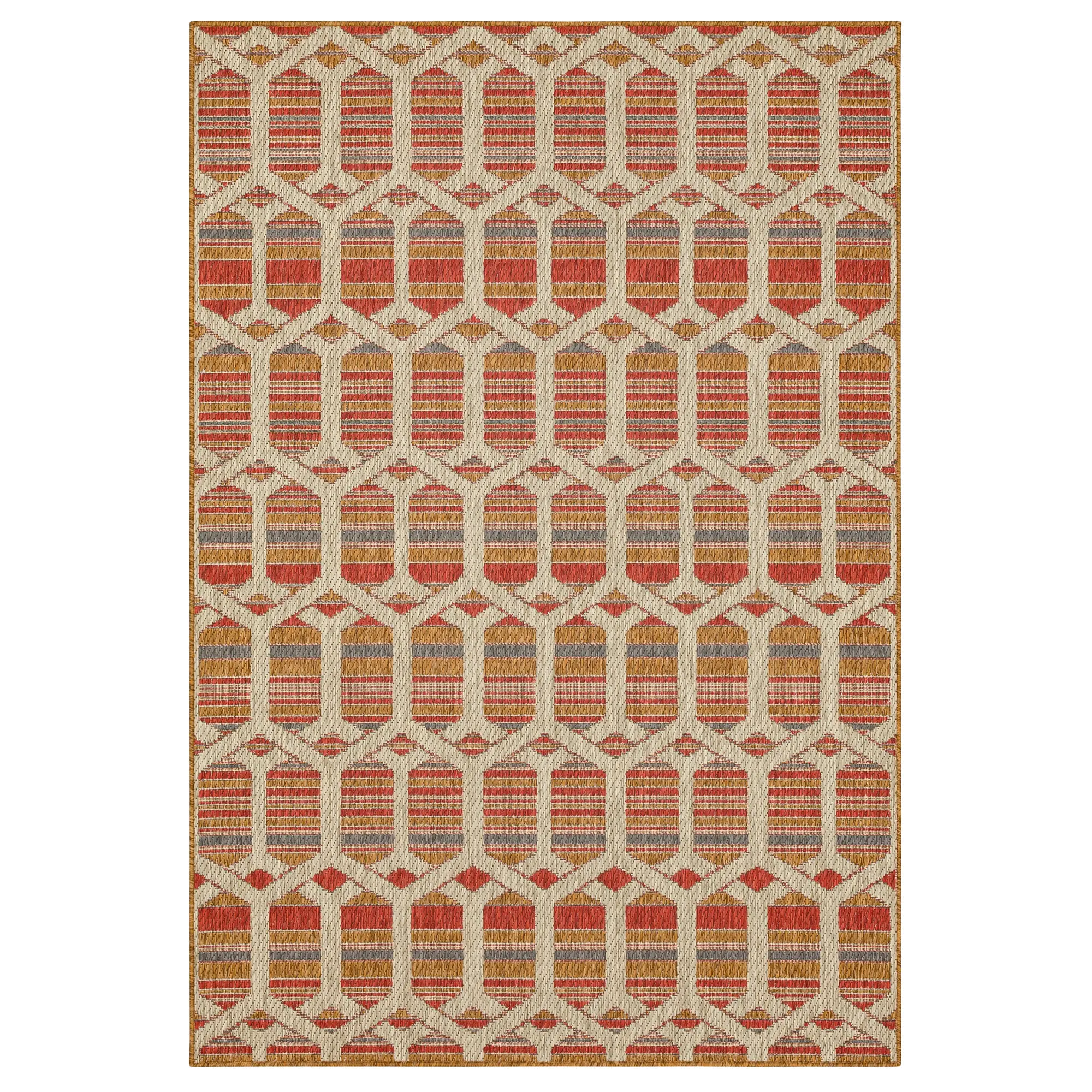 92313 Mohawk Outdoor Home 5 x 8 Hex Trellis Tandoori Indoor-Outdoor Rug-1