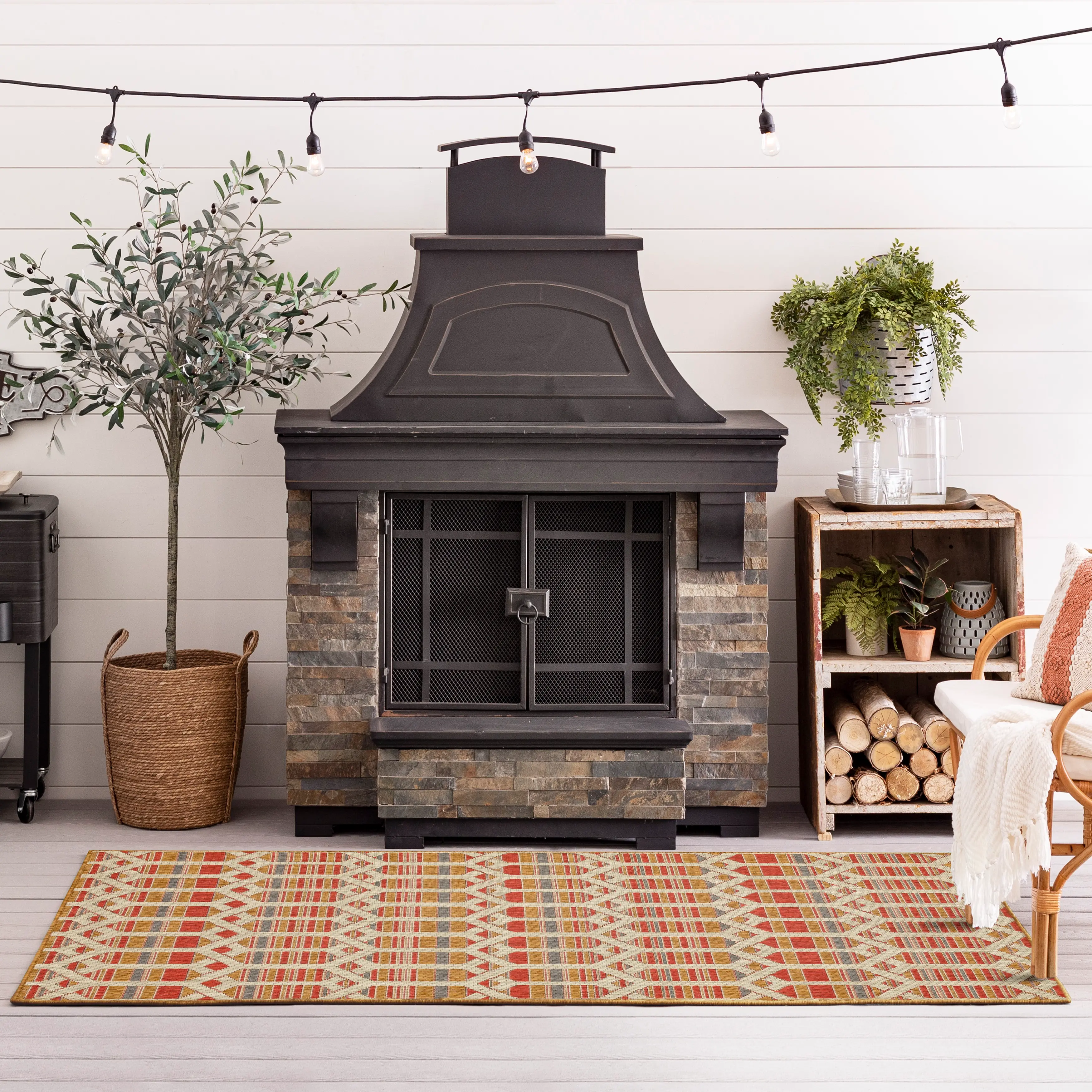 92313 Mohawk Outdoor Home 5 x 8 Hex Trellis Tandoori Indoor-Outdoor Rug-7