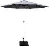Gray Solar LED Lined 9ft Patio Umbrella