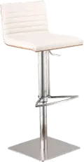 LCCASWBAWHB201 Café White and Chrome Adjustable Height Bar Stool