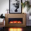 Elmcroft Brown Wide Mantel with Linear Electric Fireplace