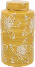 10 Yellow Floral Jar with Lid