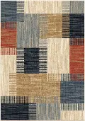 AMI8X10/8X10/AMITYHR Amity Harvest 8 x 10 Blue and Rust Area Rug