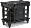 Americana Black Kitchen Island with Shelves