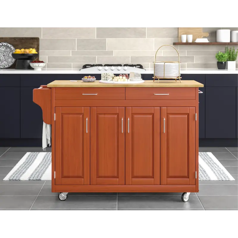 9200-1061 Create-A-Cart Brown Kitchen Cart with Hardwood Top