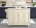 Create-A-Cart Off-white Kitchen Cart with Gray Granite Top