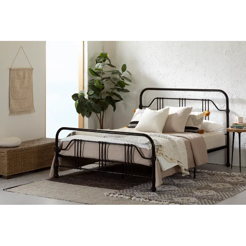13446 Balka Black Queen Metal Platform Bed - South Shore