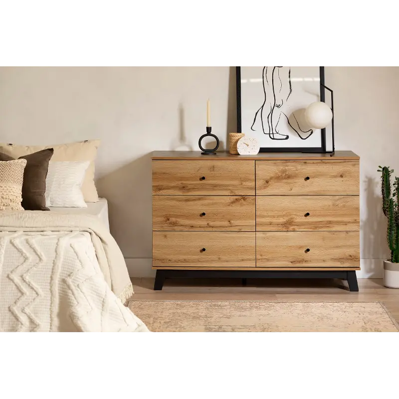 13755 Bellami Nordik Oak 6 Drawer Double Dresser - South Shore