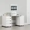 7550728 Crea White Sewing Craft Table with Wheels - South Shore
